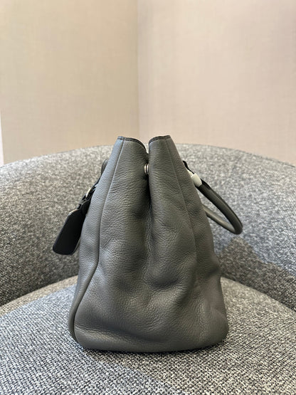 Vitello Phenix Leather Convertible Bag in Gray