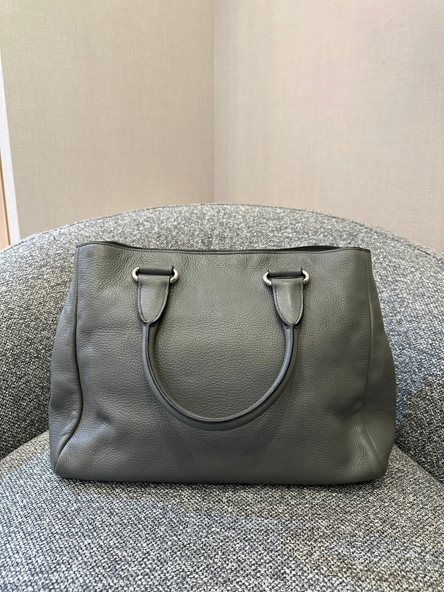 Vitello Phenix Leather Convertible Bag in Gray