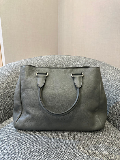 Vitello Phenix Leather Convertible Bag in Gray