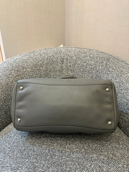 Vitello Phenix Leather Convertible Bag in Gray