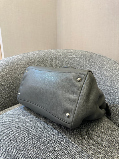 Vitello Phenix Leather Convertible Bag in Gray