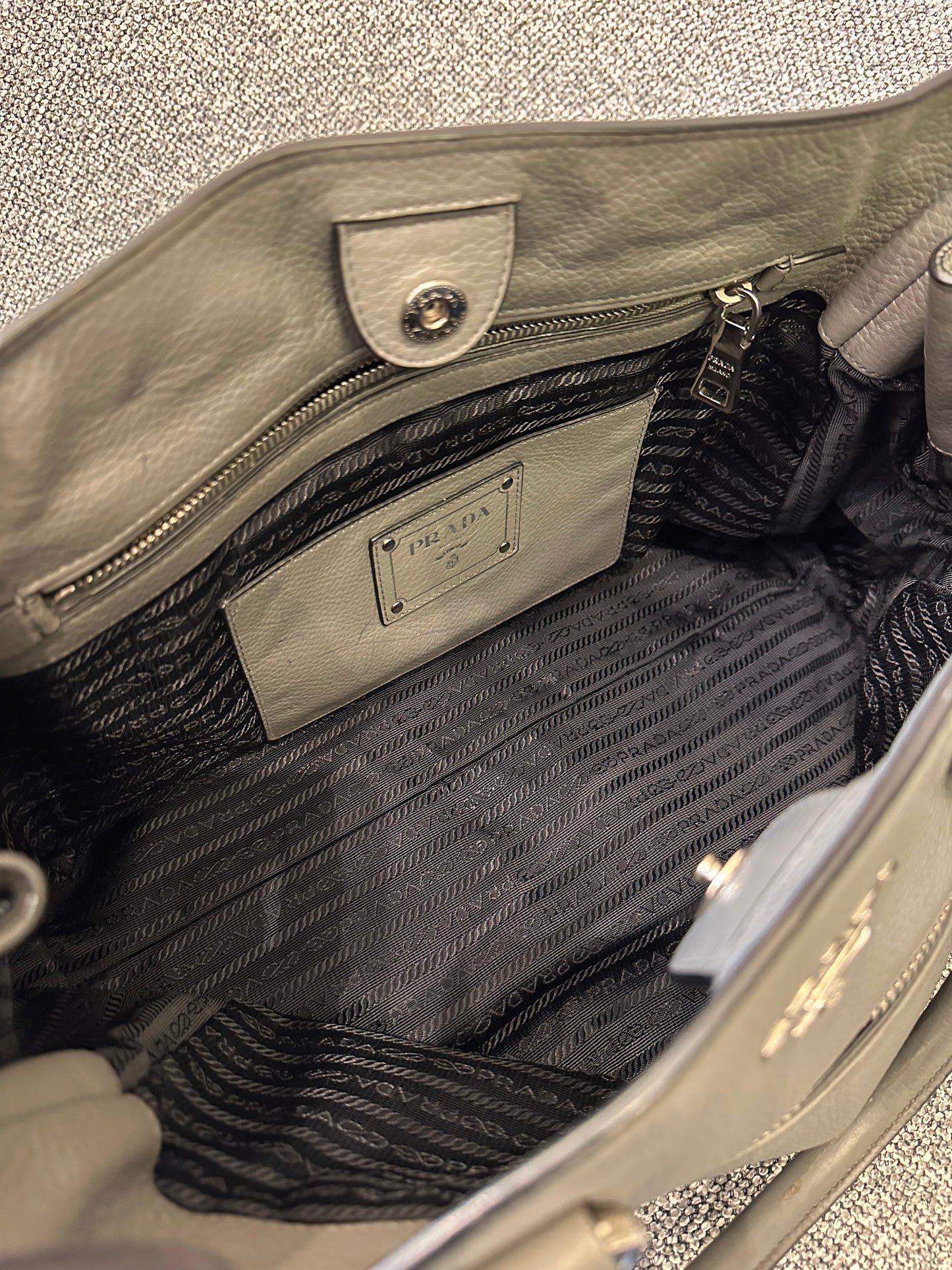 Vitello Phenix Leather Convertible Bag in Gray