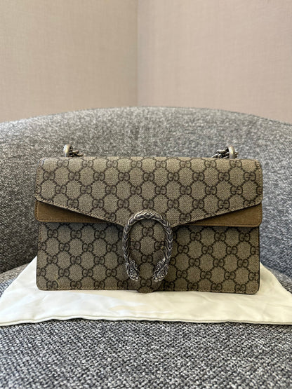 Gucci Dionysus GG Supreme Medium Shoulder Bag in Beige Canvas