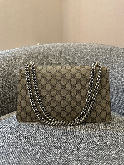 Gucci Dionysus GG Supreme Medium Shoulder Bag in Beige Canvas