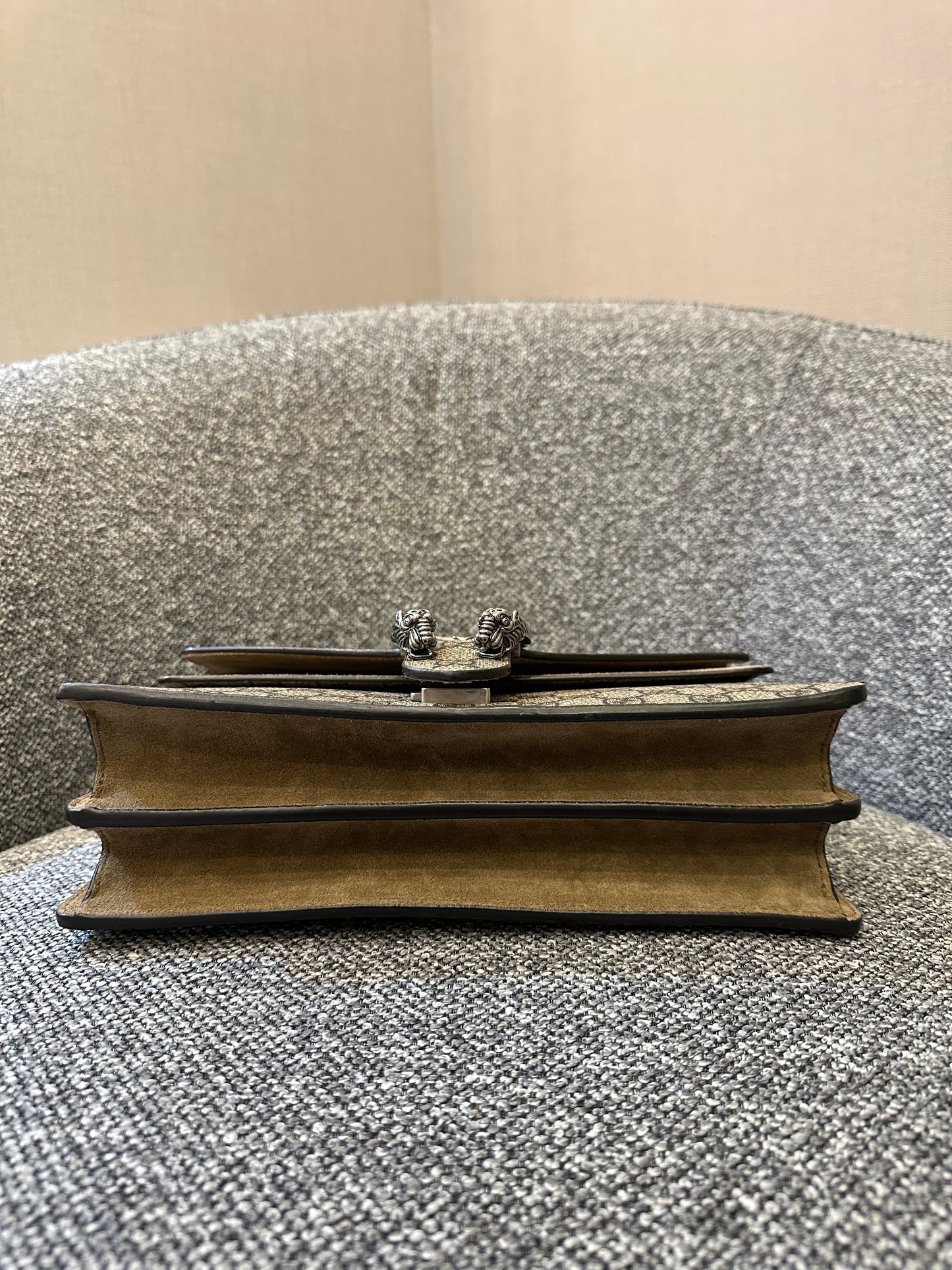 Gucci Dionysus GG Supreme Medium Shoulder Bag in Beige Canvas