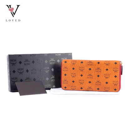 MCM Long Zip-Around Wallet in Visetos Monogram Coated Canvas