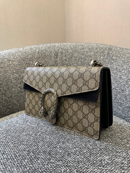 Gucci Dionysus GG Supreme Medium Shoulder Bag in Black Canvas