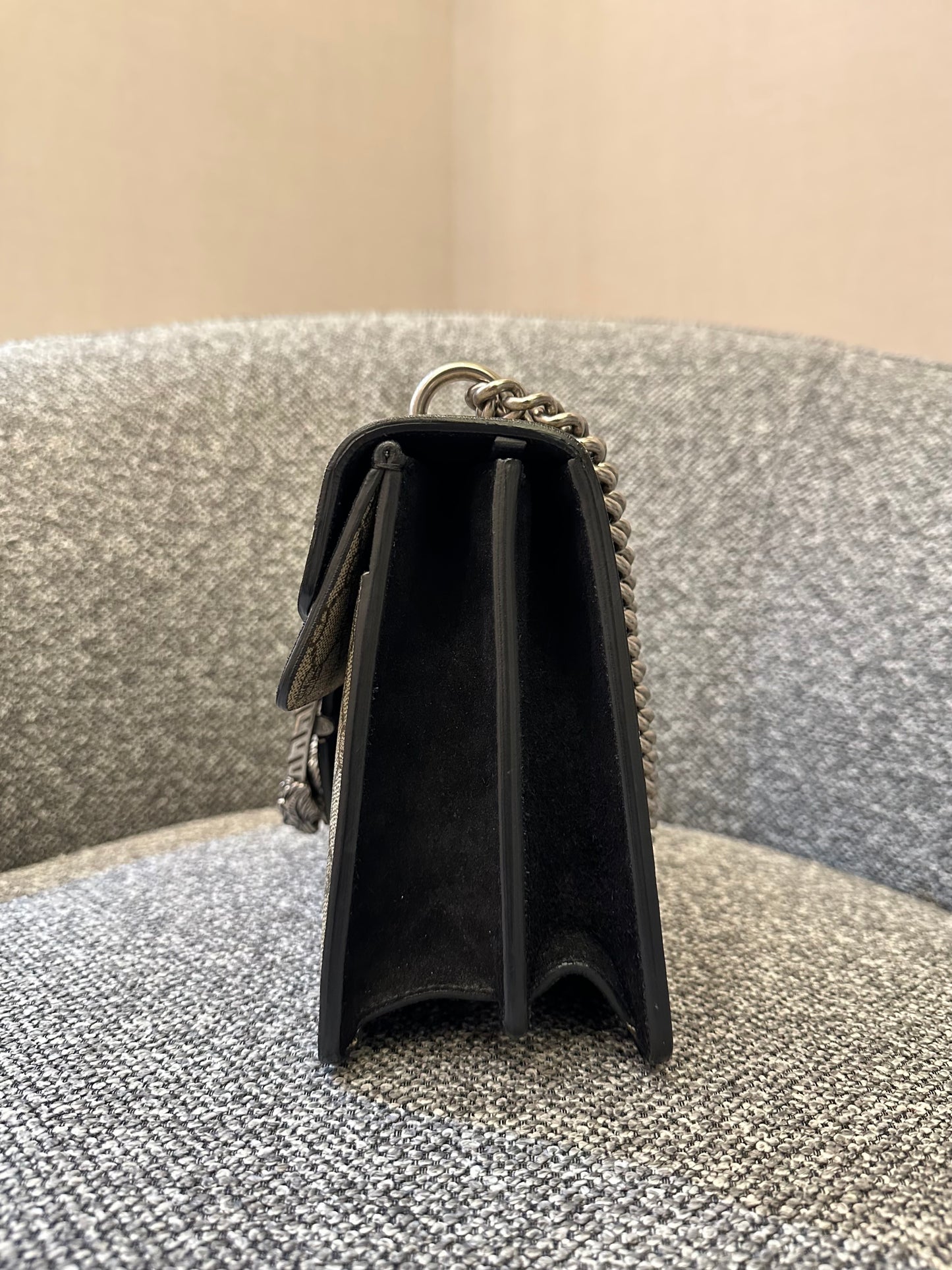 Gucci Dionysus GG Supreme Medium Shoulder Bag in Black Canvas