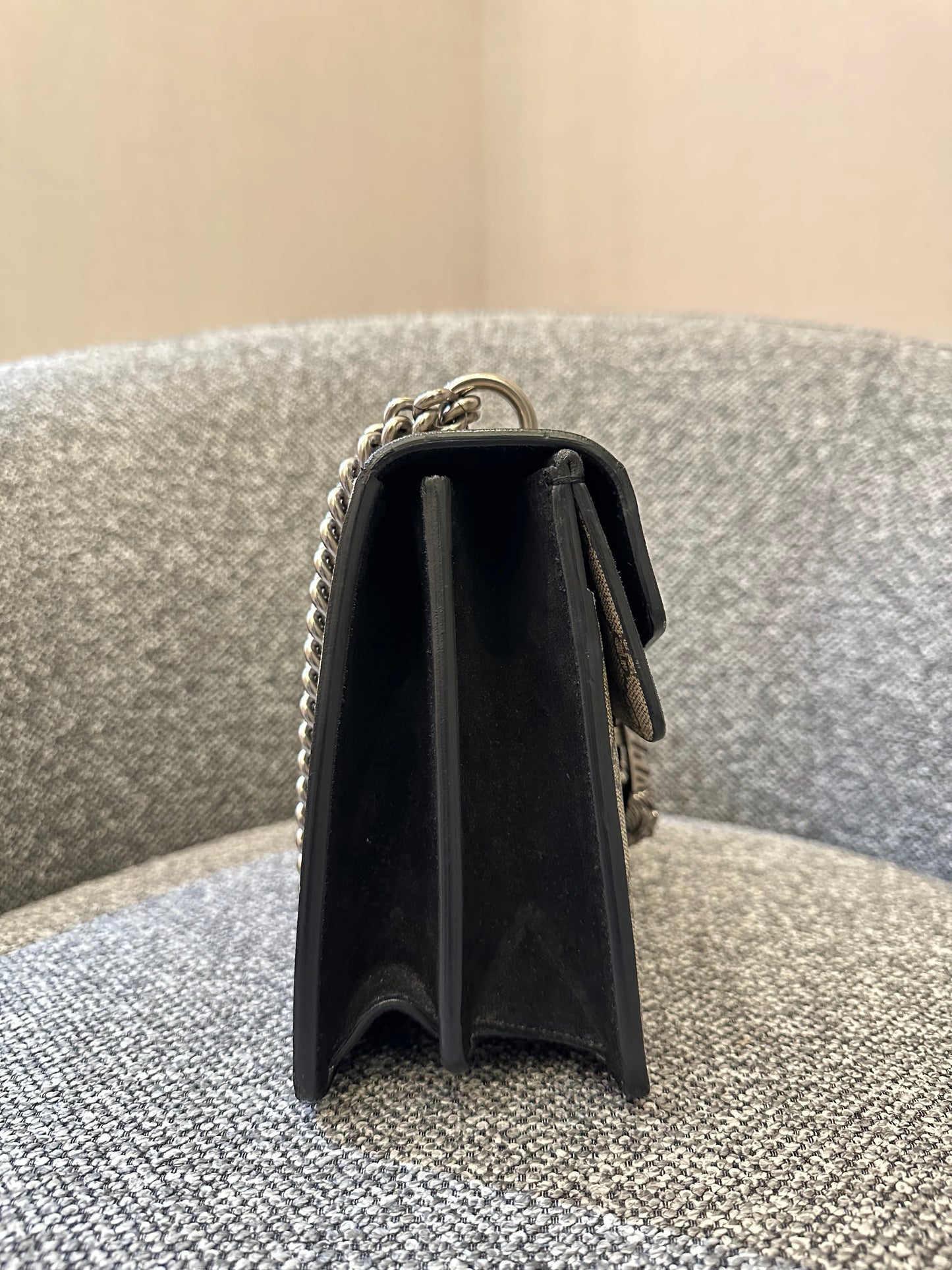 Gucci Dionysus GG Supreme Medium Shoulder Bag in Black Canvas