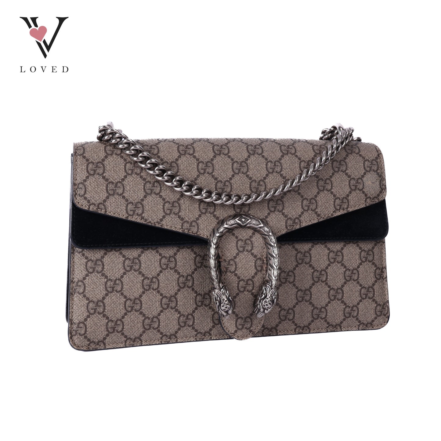 Dionysus Shoulder Bag In GG Supreme and Black Suede