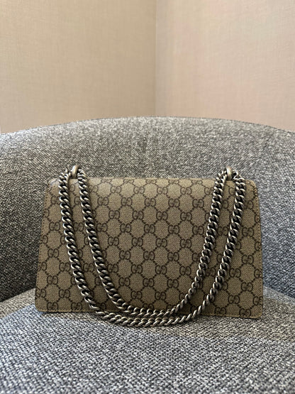 Gucci Dionysus GG Supreme Medium Shoulder Bag in Black Canvas