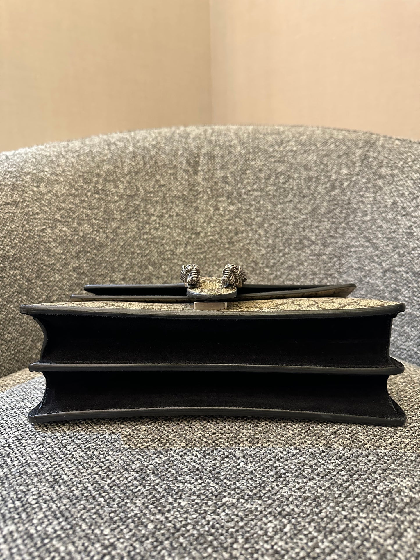 Gucci Dionysus GG Supreme Medium Shoulder Bag in Black Canvas