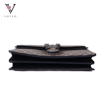 Dionysus Shoulder Bag In GG Supreme and Black Suede