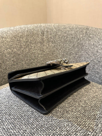 Gucci Dionysus GG Supreme Medium Shoulder Bag in Black Canvas