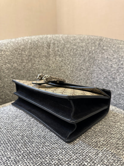 Gucci Dionysus GG Supreme Medium Shoulder Bag in Black Canvas