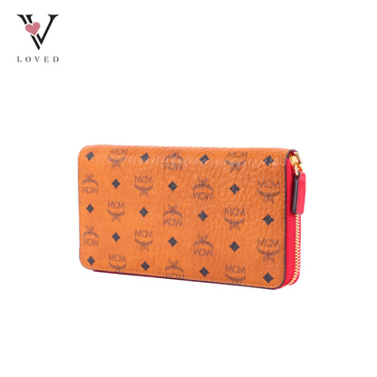 MCM Long Zip-Around Wallet in Visetos Monogram Coated Canvas