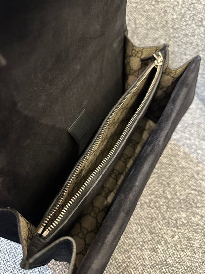 Gucci Dionysus GG Supreme Medium Shoulder Bag in Black Canvas