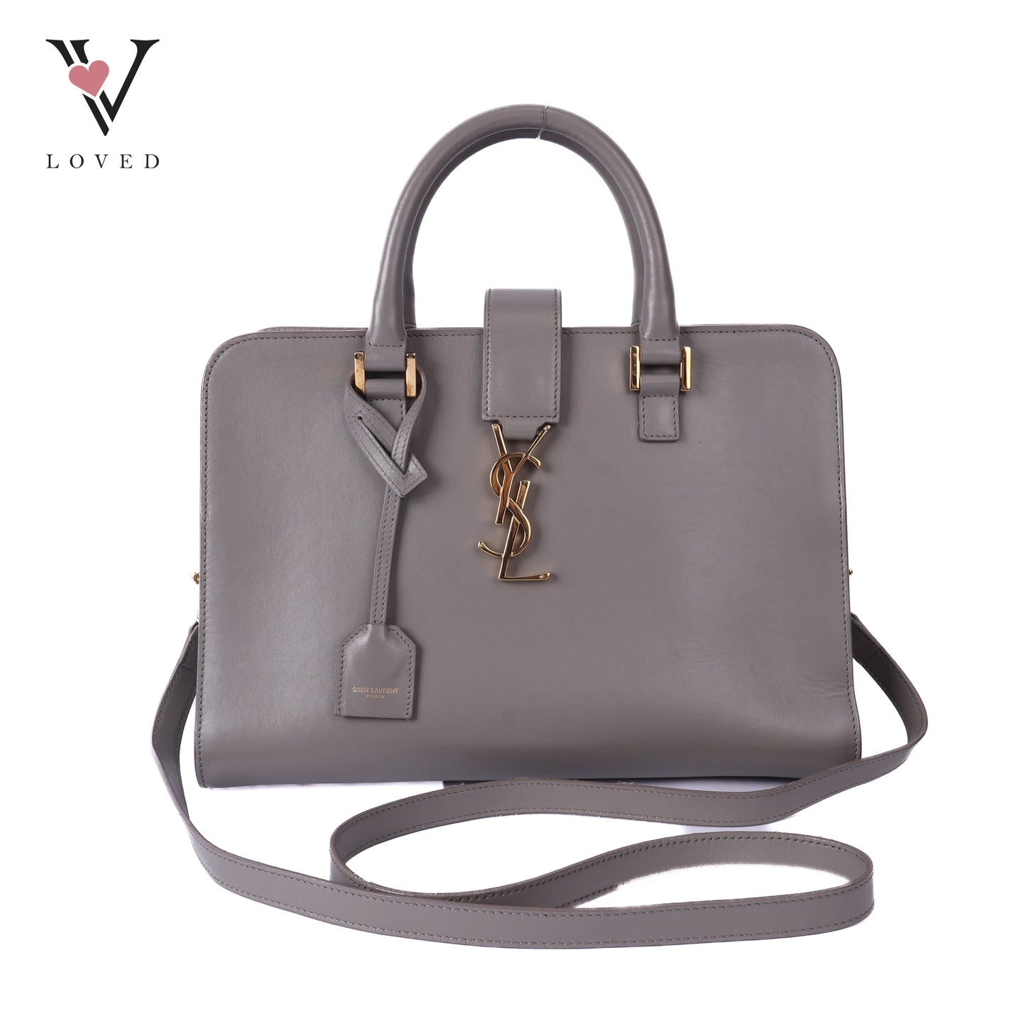 Grey Calfskin Leather Baby Monogram Cabas Bag