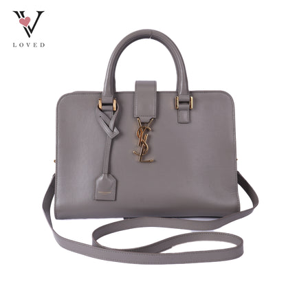 Grey Calfskin Leather Baby Monogram Cabas Bag