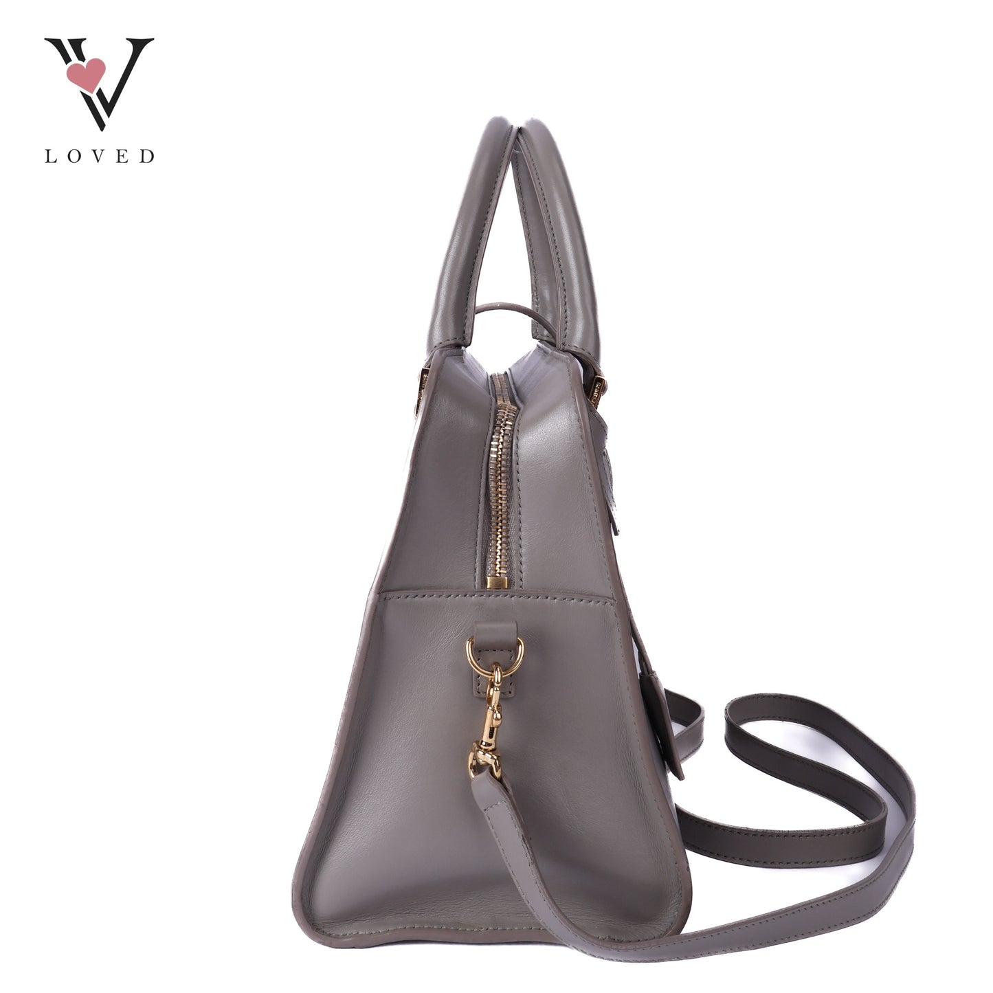 Grey Calfskin Leather Baby Monogram Cabas Bag