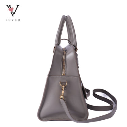 Grey Calfskin Leather Baby Monogram Cabas Bag