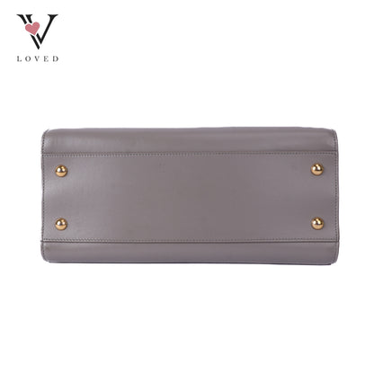 Grey Calfskin Leather Baby Monogram Cabas Bag