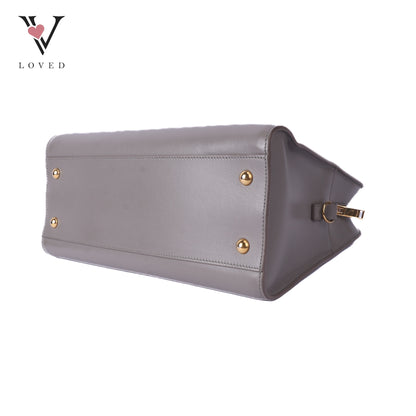 Grey Calfskin Leather Baby Monogram Cabas Bag