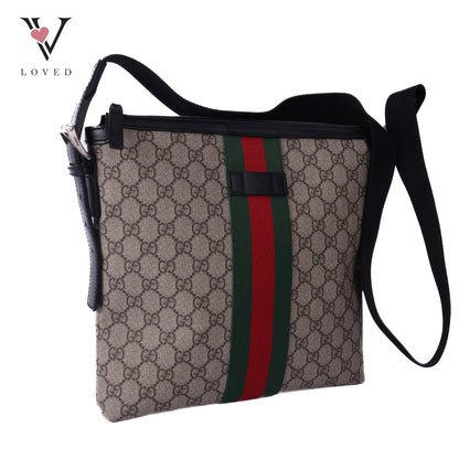 Black GG Supreme Web Crossbody Bag