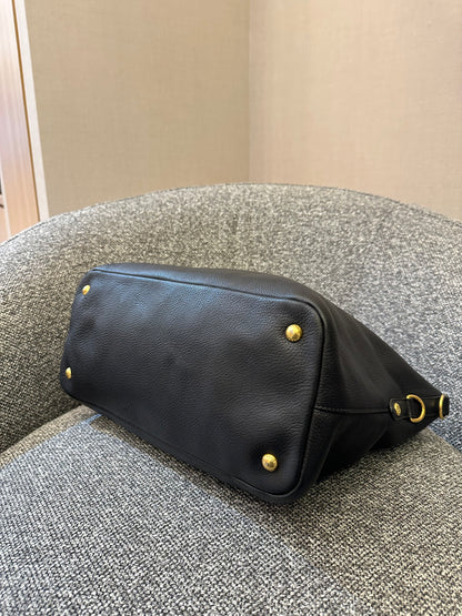 Prada Vitello Daino Tote Bag in Black Leather