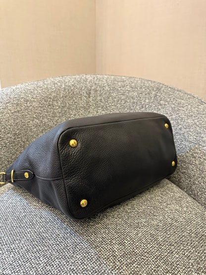 Prada Vitello Daino Tote Bag in Black Leather