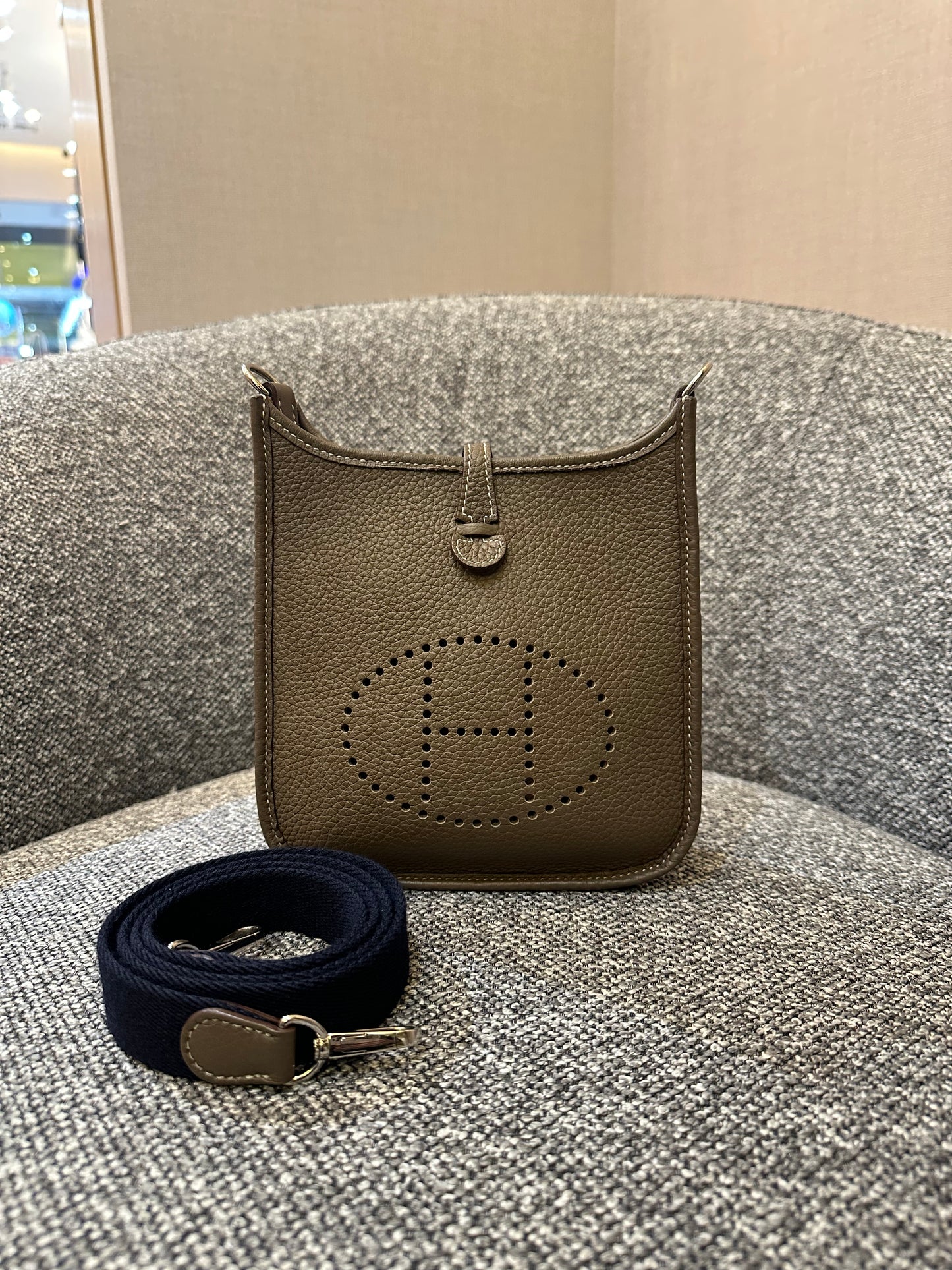 Hermes Evelyne TPM 16 Crossbody Bag Etoupe Leather