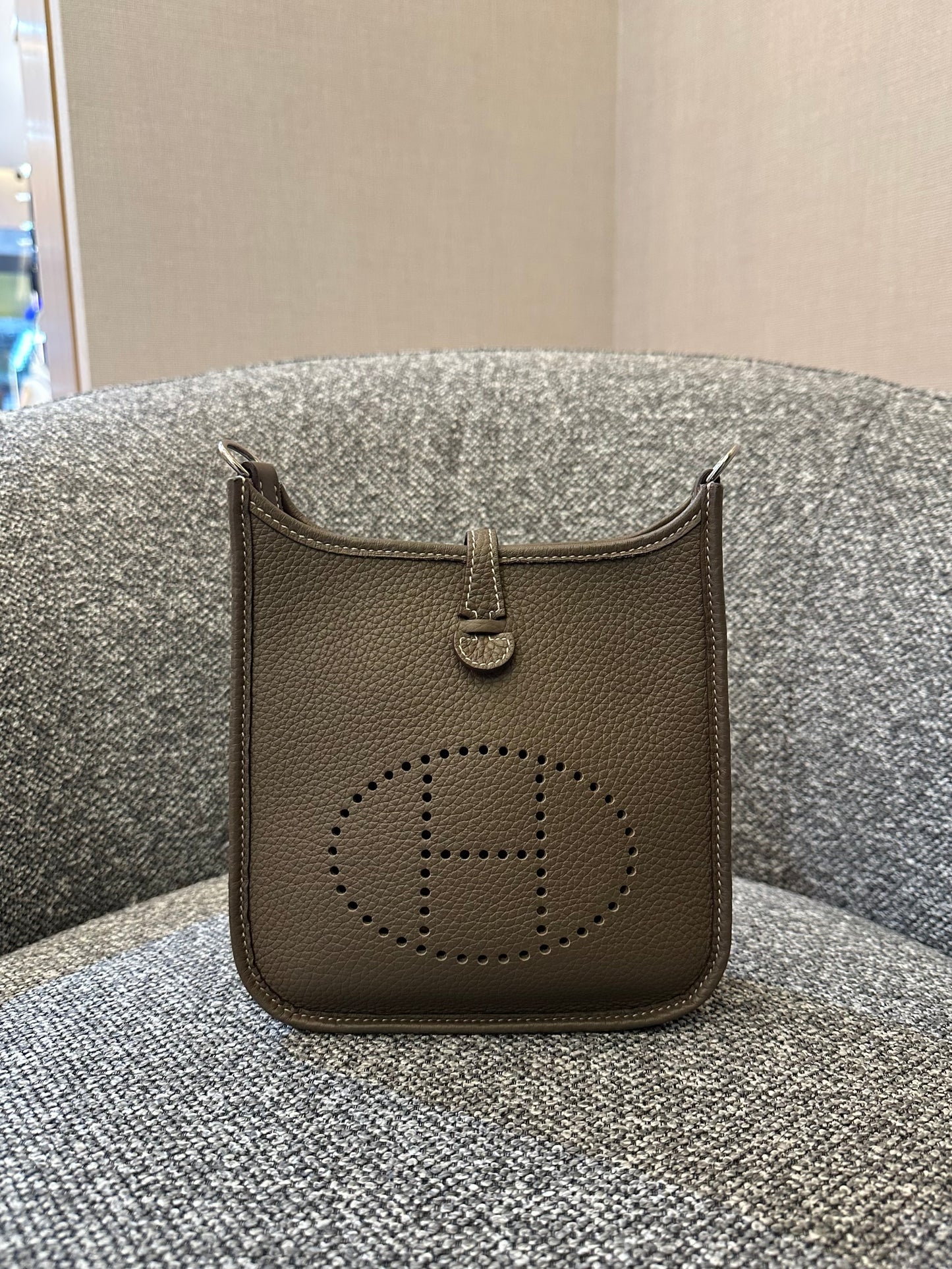 Hermes Evelyne TPM 16 Crossbody Bag Etoupe Leather