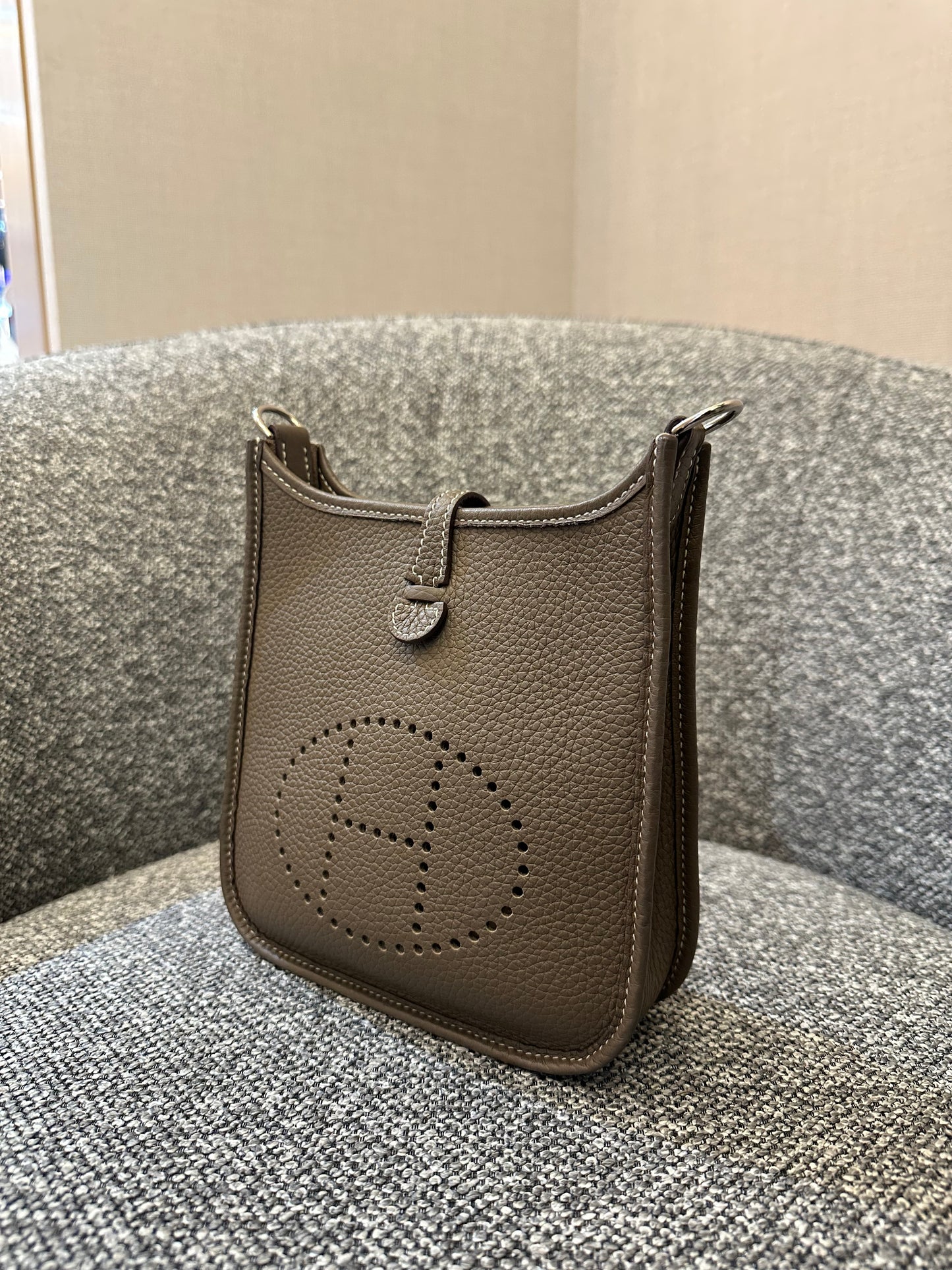 Hermes Evelyne TPM 16 Crossbody Bag Etoupe Leather