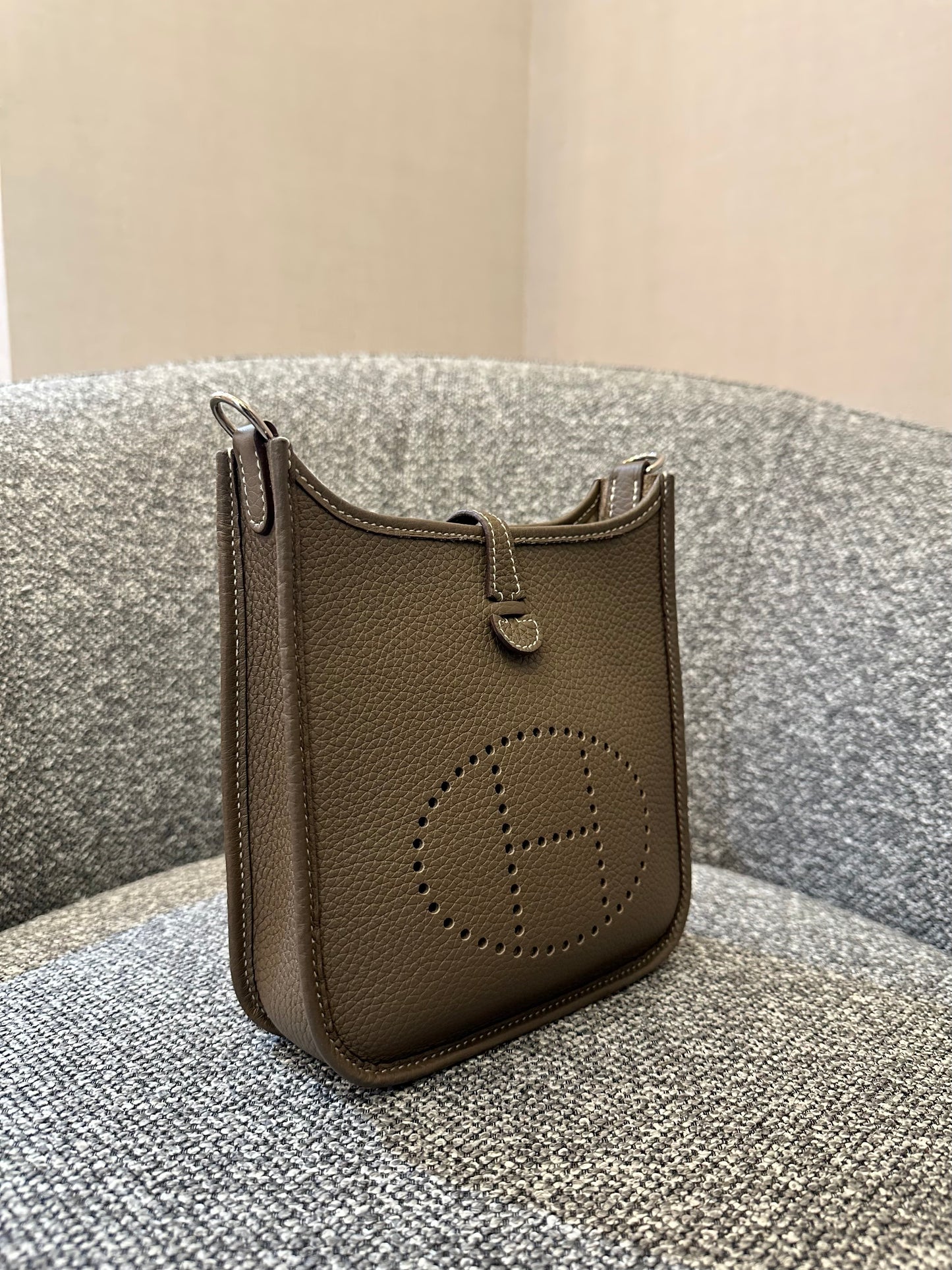 Hermes Evelyne TPM 16 Crossbody Bag Etoupe Leather