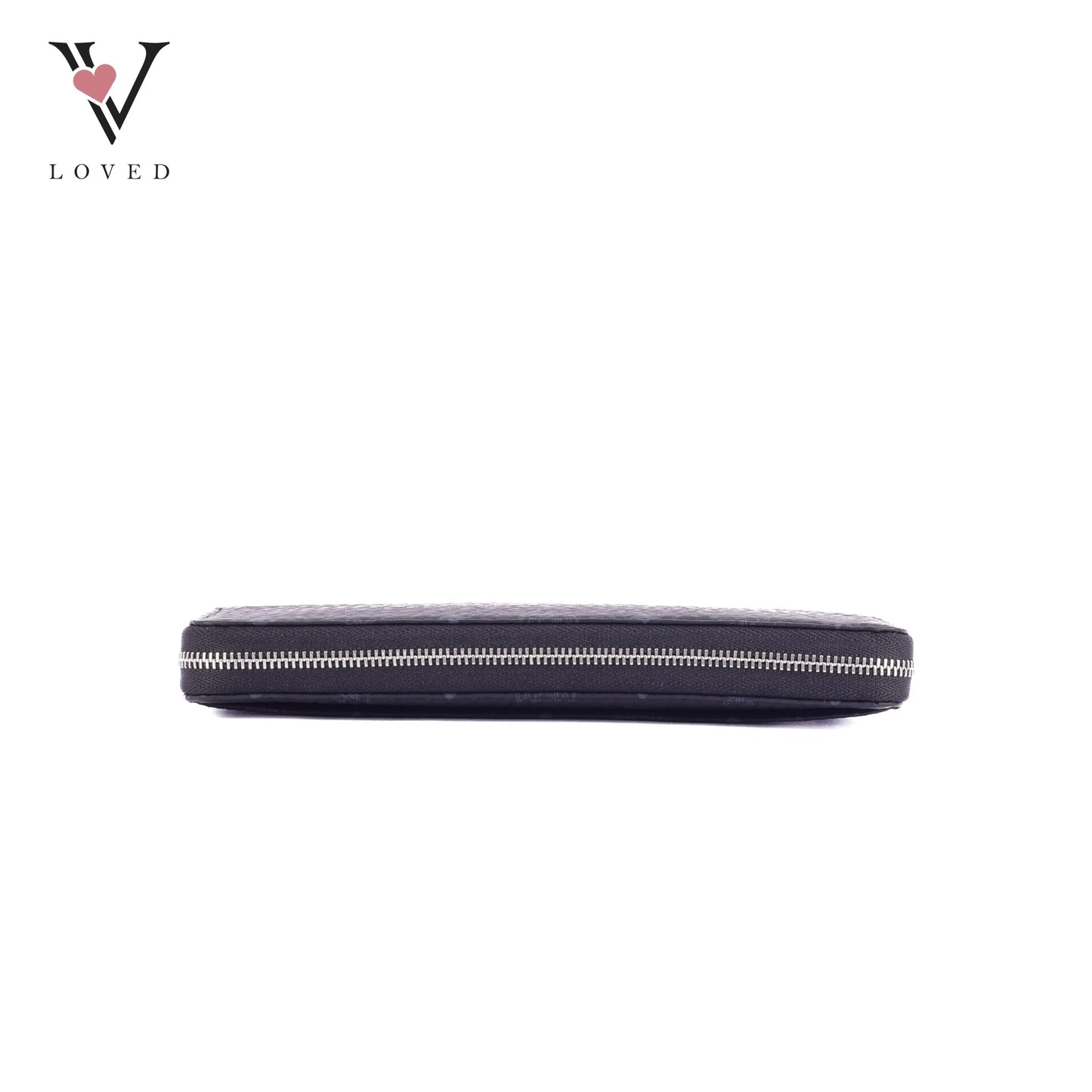 MCM Visetos Large Zip Around Wallet in Black Coated Canvas