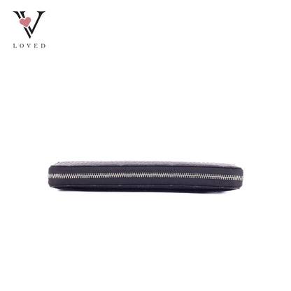 MCM Visetos Large Zip Around Wallet in Black Coated Canvas