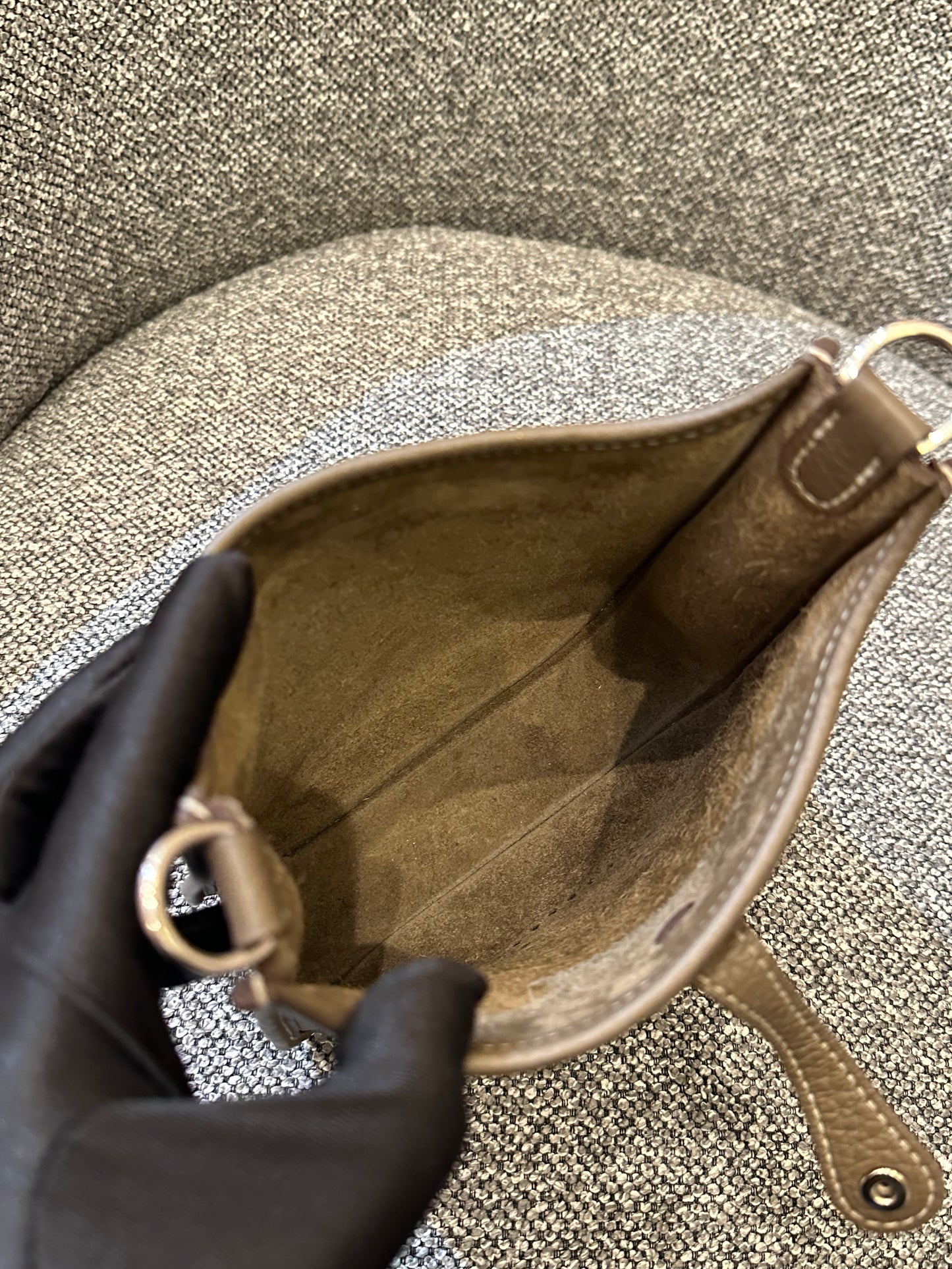 Hermes Evelyne TPM 16 Crossbody Bag Etoupe Leather