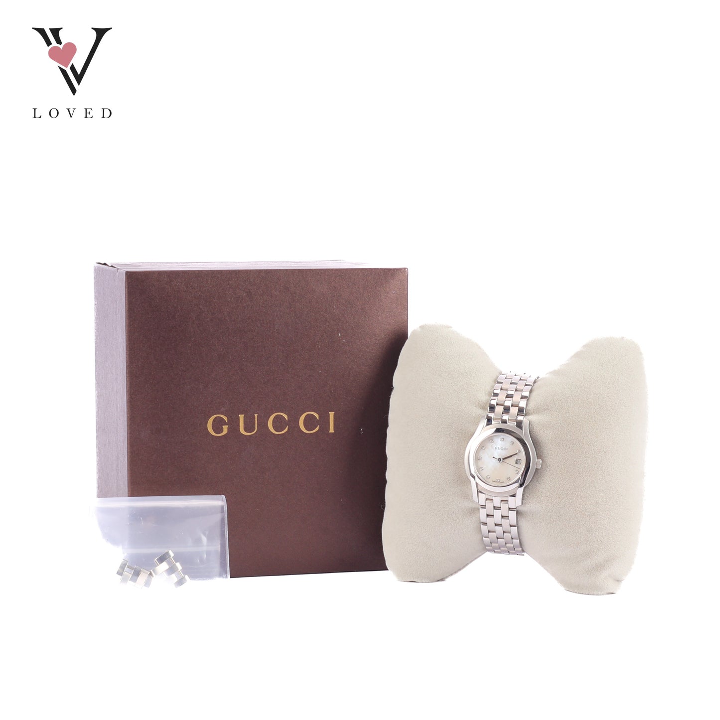 Gucci 5500L Classic Mother Of Pearl With Diamond Index Watch