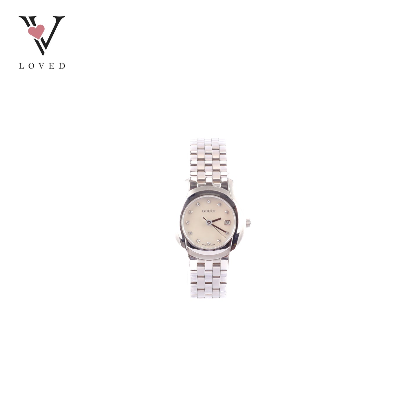 Gucci 5500L Classic Mother Of Pearl With Diamond Index Watch