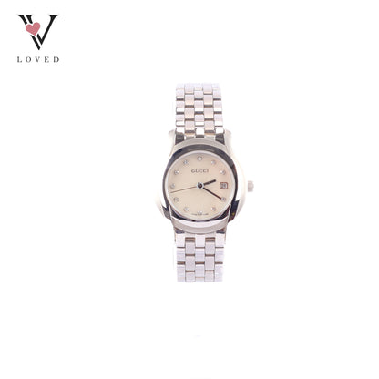 Gucci 5500L Classic Mother Of Pearl With Diamond Index Watch