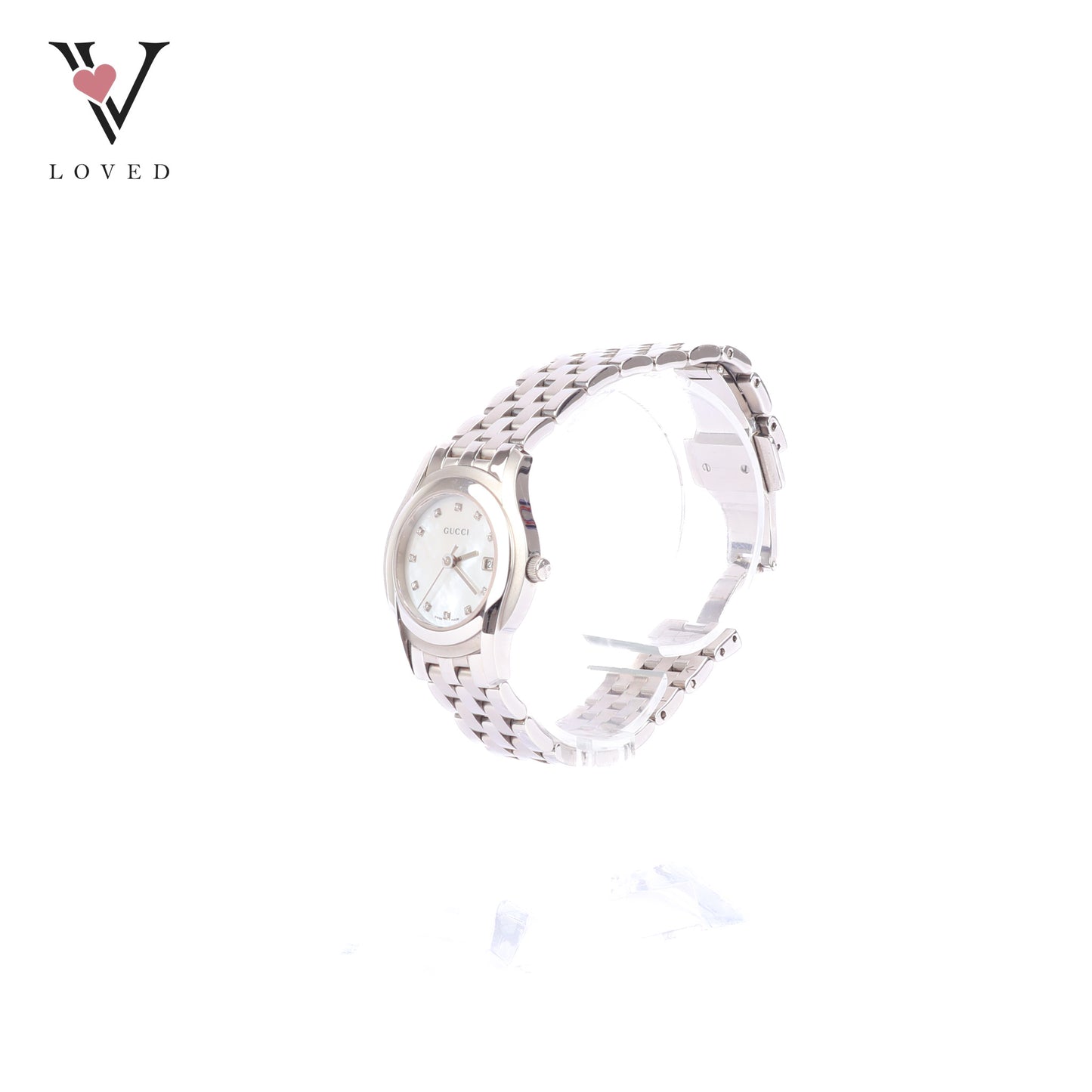 Gucci 5500L Classic Mother Of Pearl With Diamond Index Watch