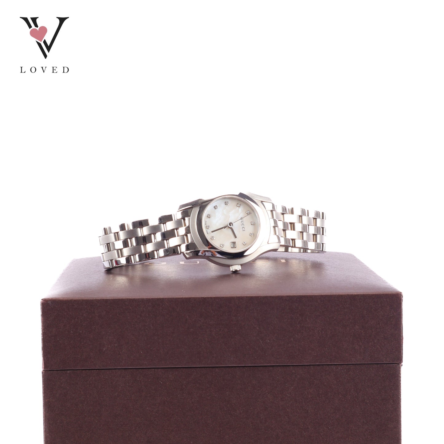 Gucci 5500L Classic Mother Of Pearl With Diamond Index Watch