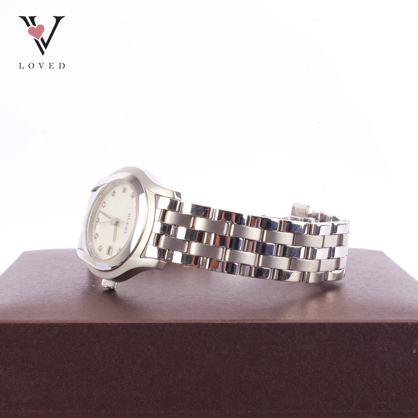 Gucci 5500L Classic Mother Of Pearl With Diamond Index Watch