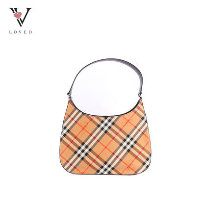 Burberry Nova Check Canvas And Black Leather Shoulder Bag