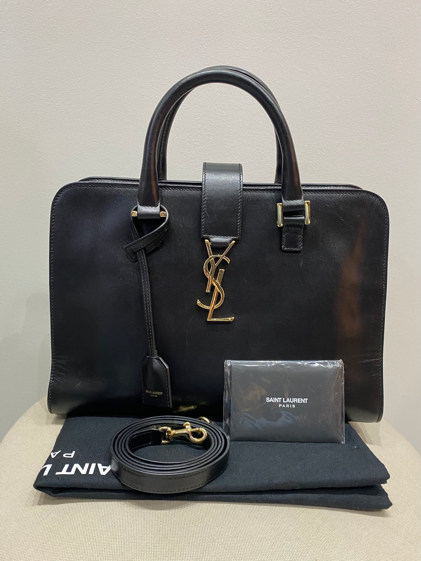 Yves Saint Laurent Baby Cabas in Black Leather