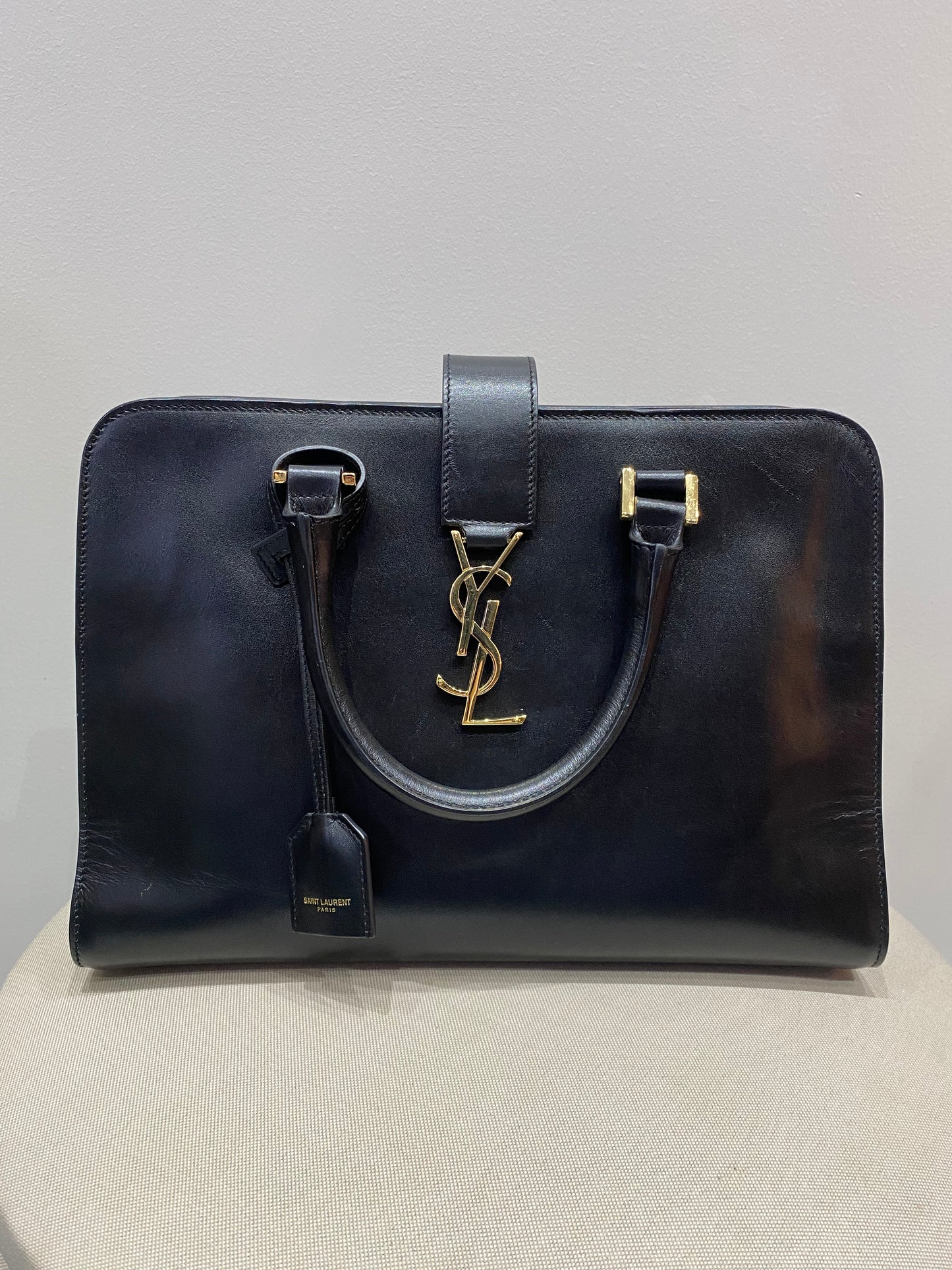 Yves Saint Laurent Baby Cabas in Black Leather