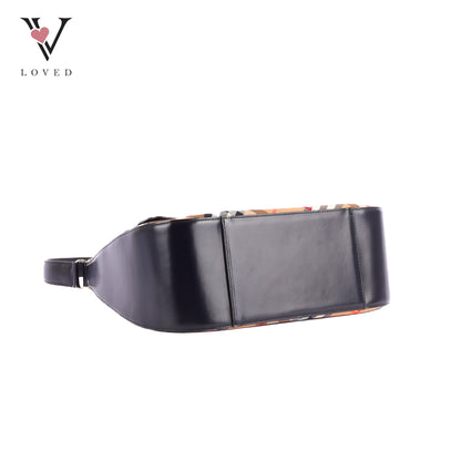 Burberry Nova Check Canvas And Black Leather Shoulder Bag