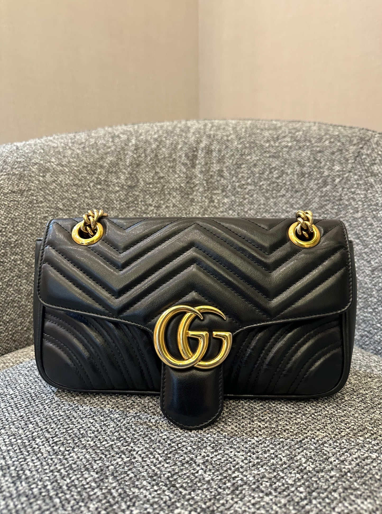 Gucci GG Marmont Mini Matelassé Shoulder Bag in Black Leather