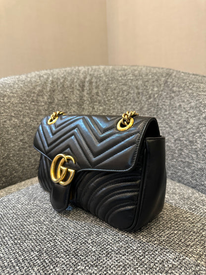 Gucci GG Marmont Mini Matelassé Shoulder Bag in Black Leather