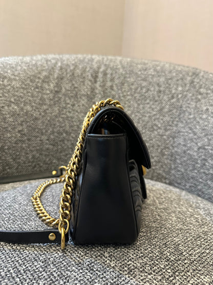 Gucci GG Marmont Mini Matelassé Shoulder Bag in Black Leather